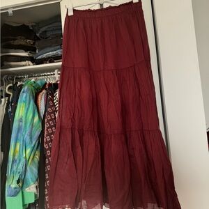 Cotton maxi burgundy skirt